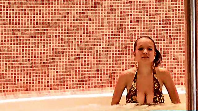 Cute Blonde Teen Paris Milan Teases While Taking a Bath