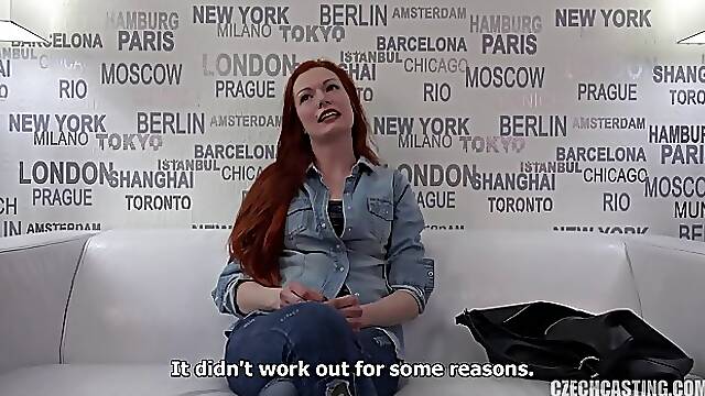 Chzrming Czech redhead, Nikola went to a porn video casting and took her clothes off