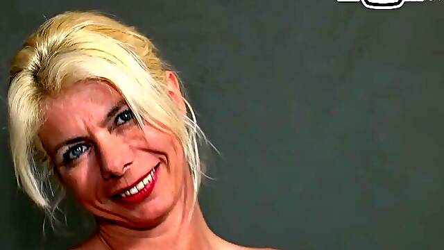 German aged golden-haired does 1st solo casting and masturbates