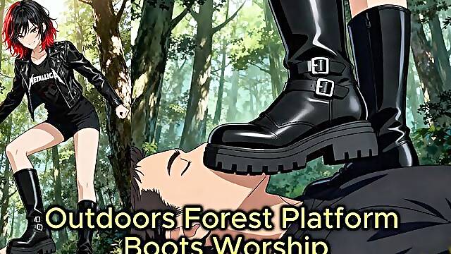 Platform Boot Worship - Nataly Lets You Worship Her Boots in the Forest