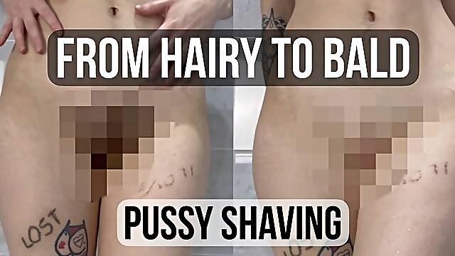 Shaving my hairy pussy