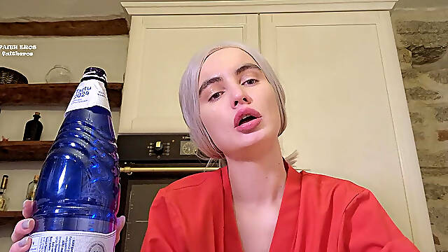 Stepma Sucking on a Bottle - Neck Fetish, Throat Fetish