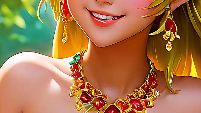 Cartoon Style Artistic Nude Adult Woman Eating Suriname Cherry - Ai Slideshow